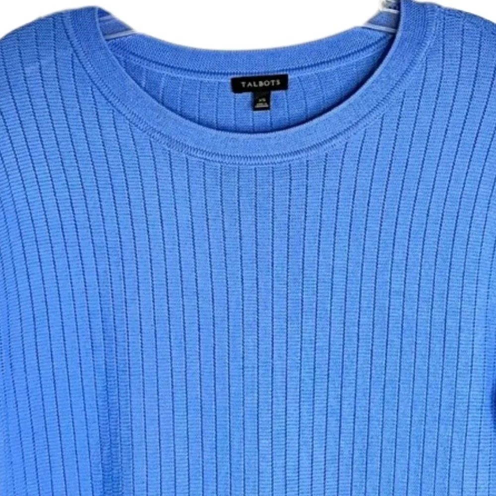 Talbots Crewneck Periwinkle Blue Sweater/Tunic with Button Detail - XS